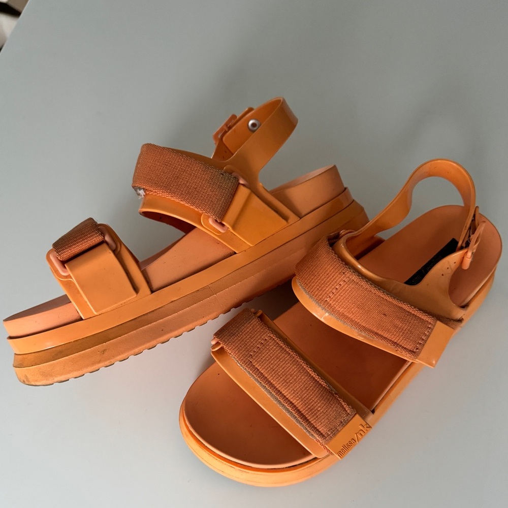 Melissa nylon orange platform sandals